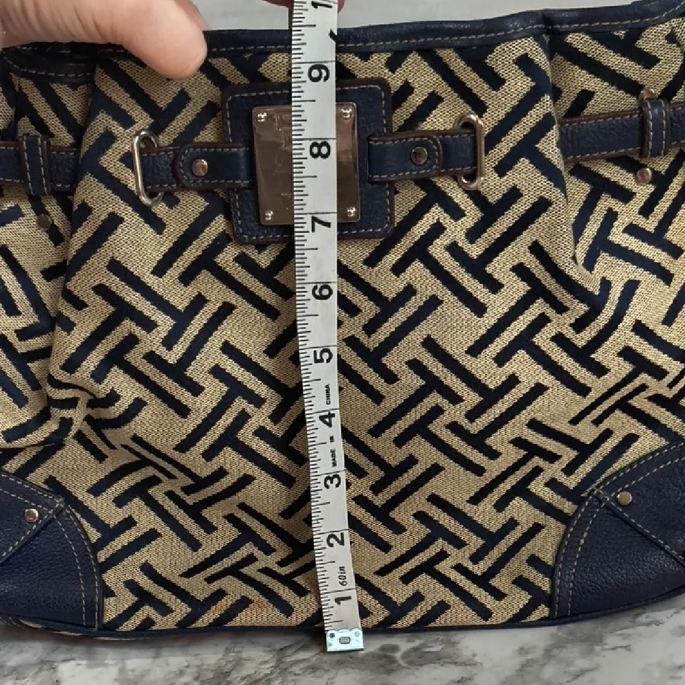 Tignanello Signature Jacquard/Blue leather trim handbag geometric pattern Purse - Picture 8 of 15